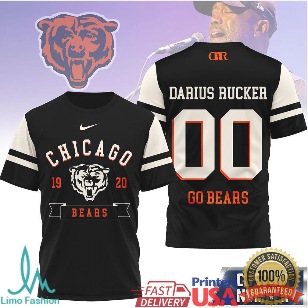 Darius Rucker x Chicago Bears Custom Name & Number Football T Shirt - Limotees LLC