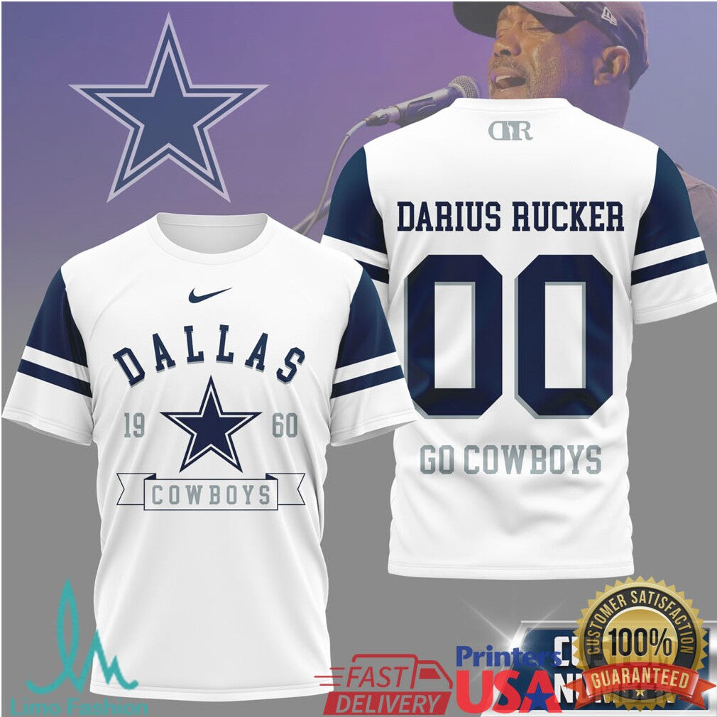 Darius Rucker x Dallas Cowboys Custom Number Fan Jersey T Shirt - Limotees LLC
