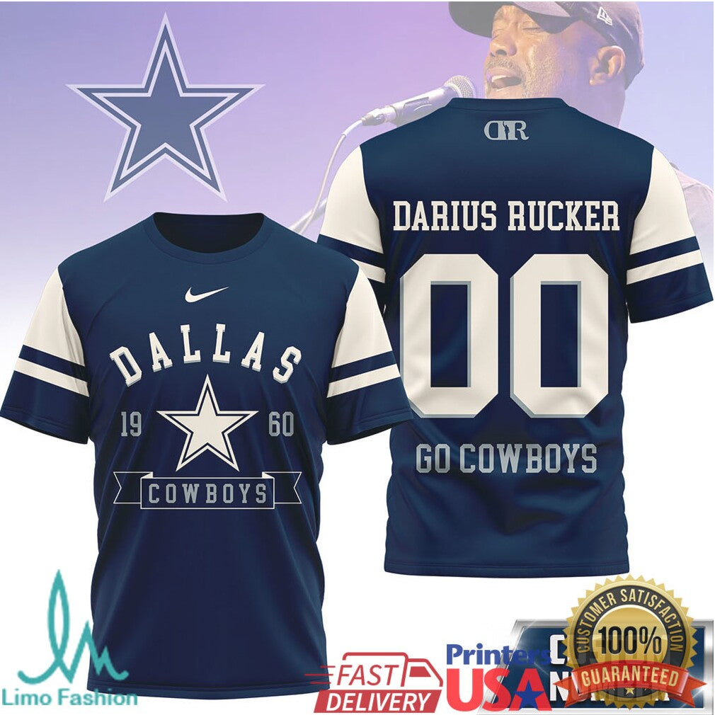 Darius Rucker x Dallas Cowboys Custom Number Fan Jersey T Shirt - Limotees LLC