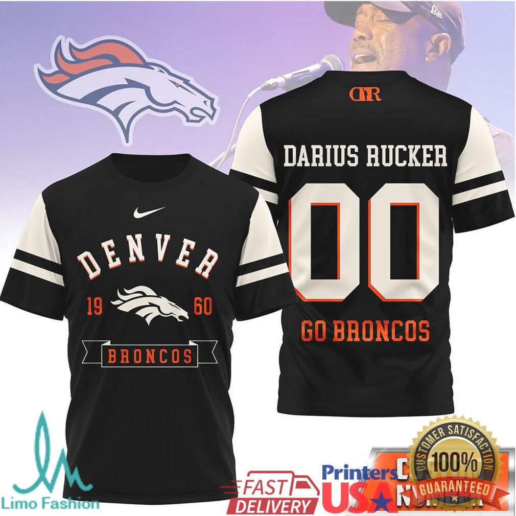 Darius Rucker x Denver Broncos Custom Number Fan Jersey T Shirt - Limotees LLC