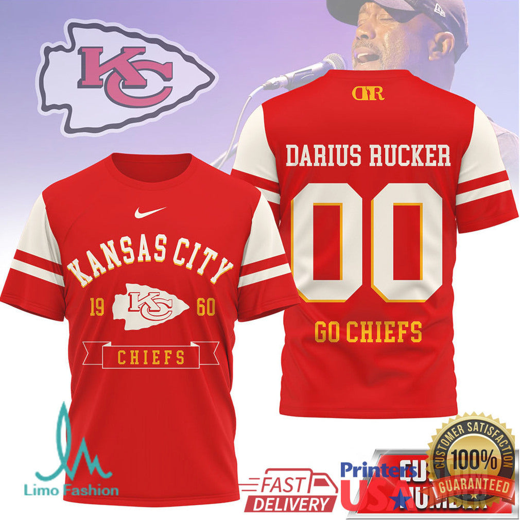 Darius Rucker x Kansas City Chiefs Custom Name & Number Football T Shirt - Limotees LLC