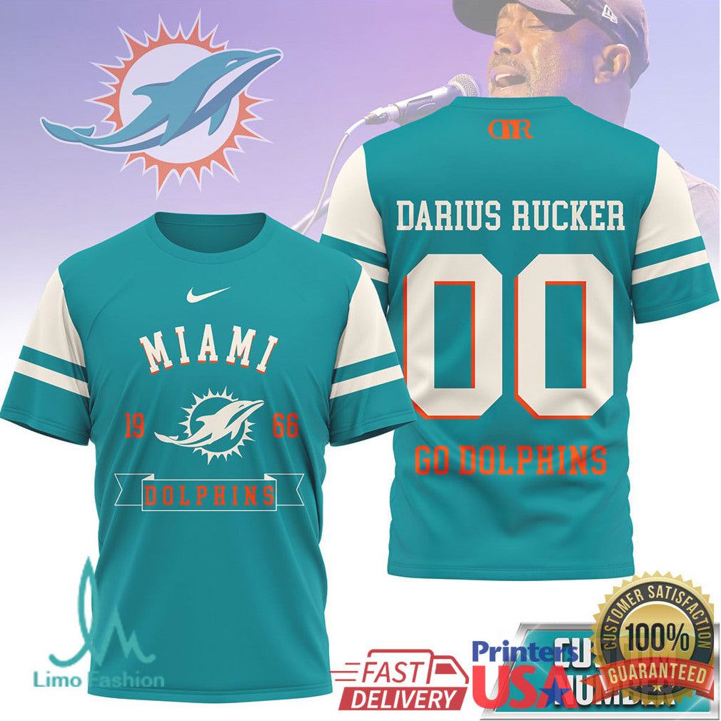 Darius Rucker x Miami Dolphins Custom Number Graphic T Shirt - Limotees LLC