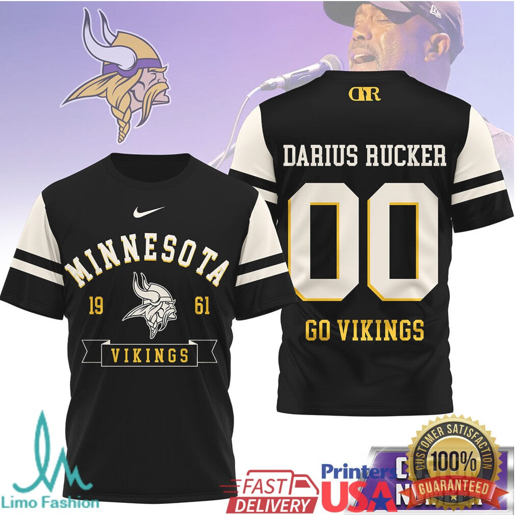 Darius Rucker x Minnesota Vikings Custom Name & Number Football T Shirt - Limotees LLC