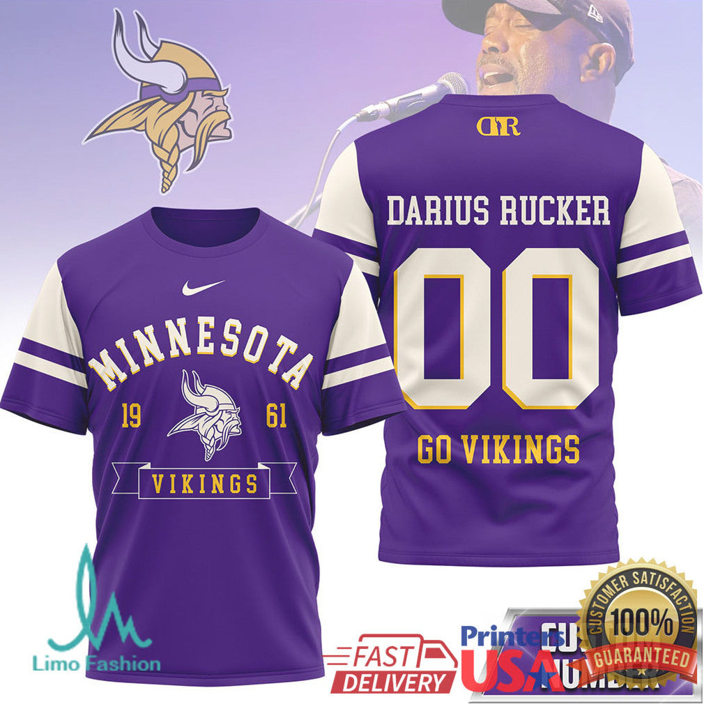 Darius Rucker x Minnesota Vikings Custom Name & Number Football T Shirt - Limotees LLC