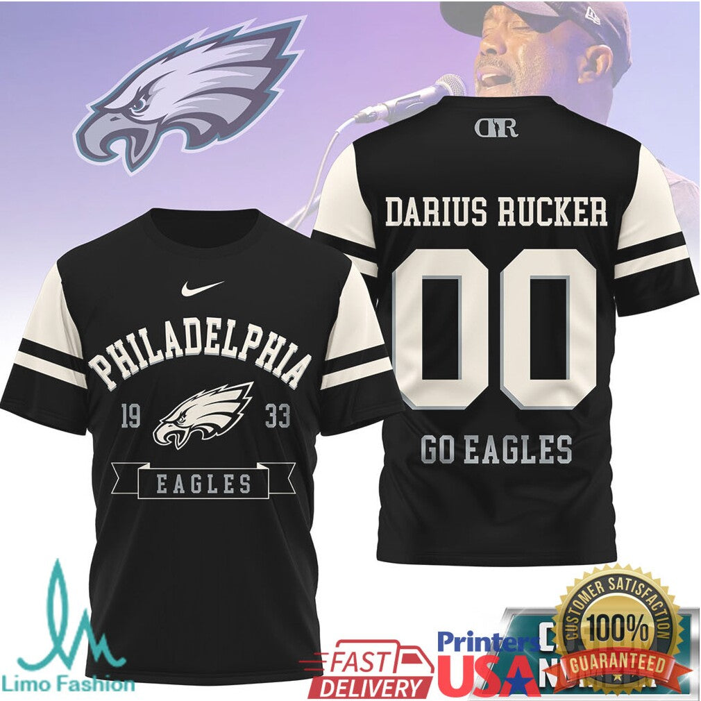 Darius Rucker x Philadelphia Eagles Custom Number Fan Jersey T Shirt - Limotees LLC