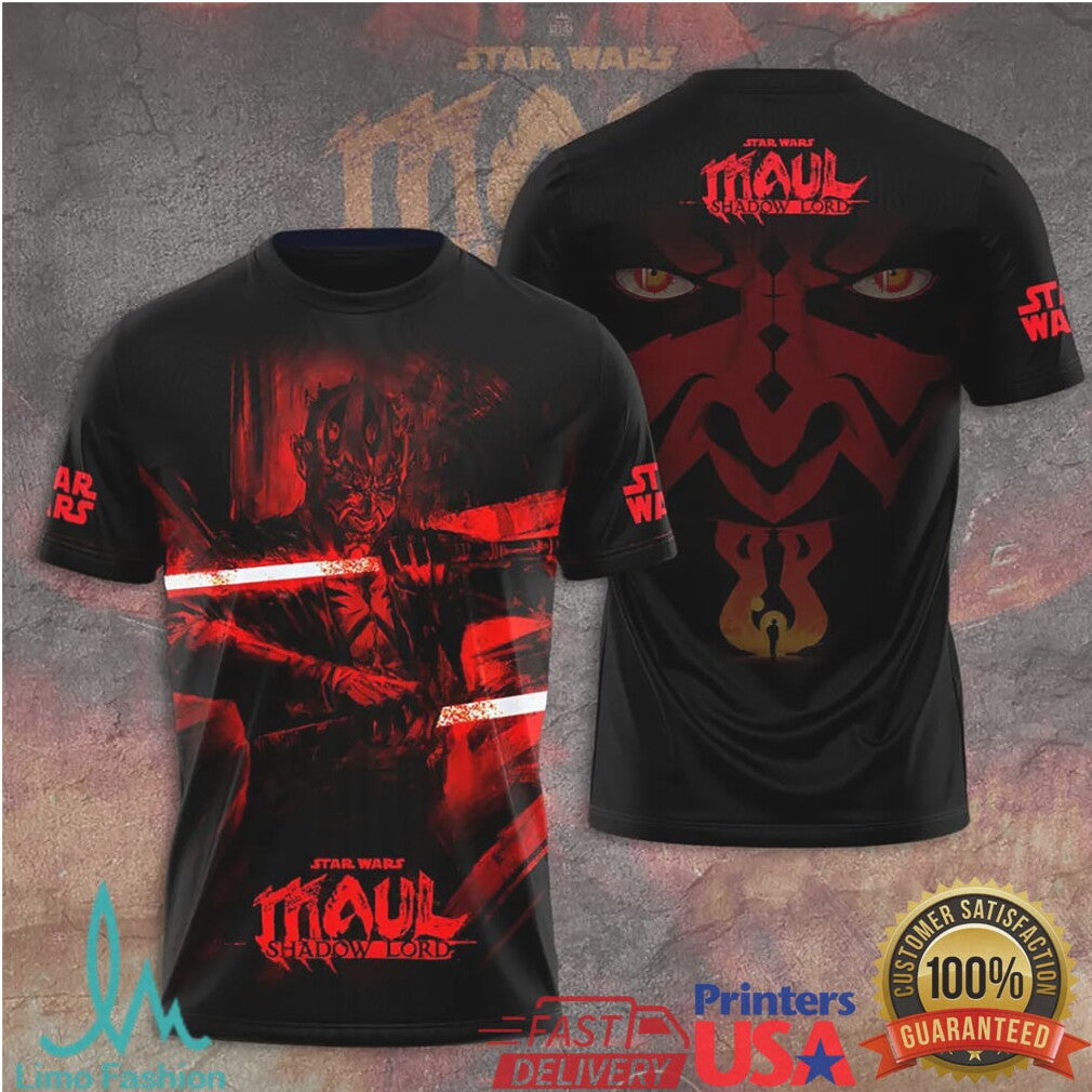 Darth Maul Shadow Lord Star Wars Red Lightsaber Action Graphic T Shirt - Limotees LLC