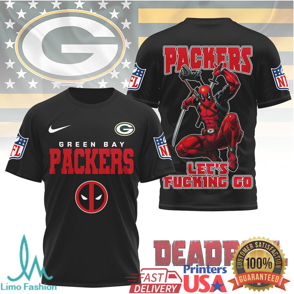 Deadpool Green Bay Packers LFG Mashup T Shirt NFL Hero Graphic T shirt - Limotees LLC