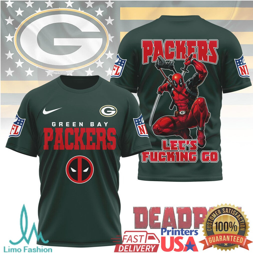 Deadpool Green Bay Packers LFG Mashup T Shirt NFL Hero Graphic T shirt - Limotees LLC