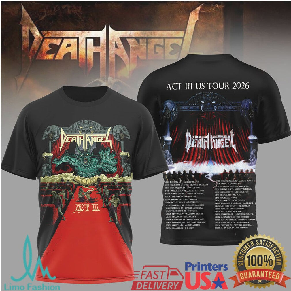 Death Angel Act III US Tour 2026 Thrash Metal Band T Shirt - Limotees LLC