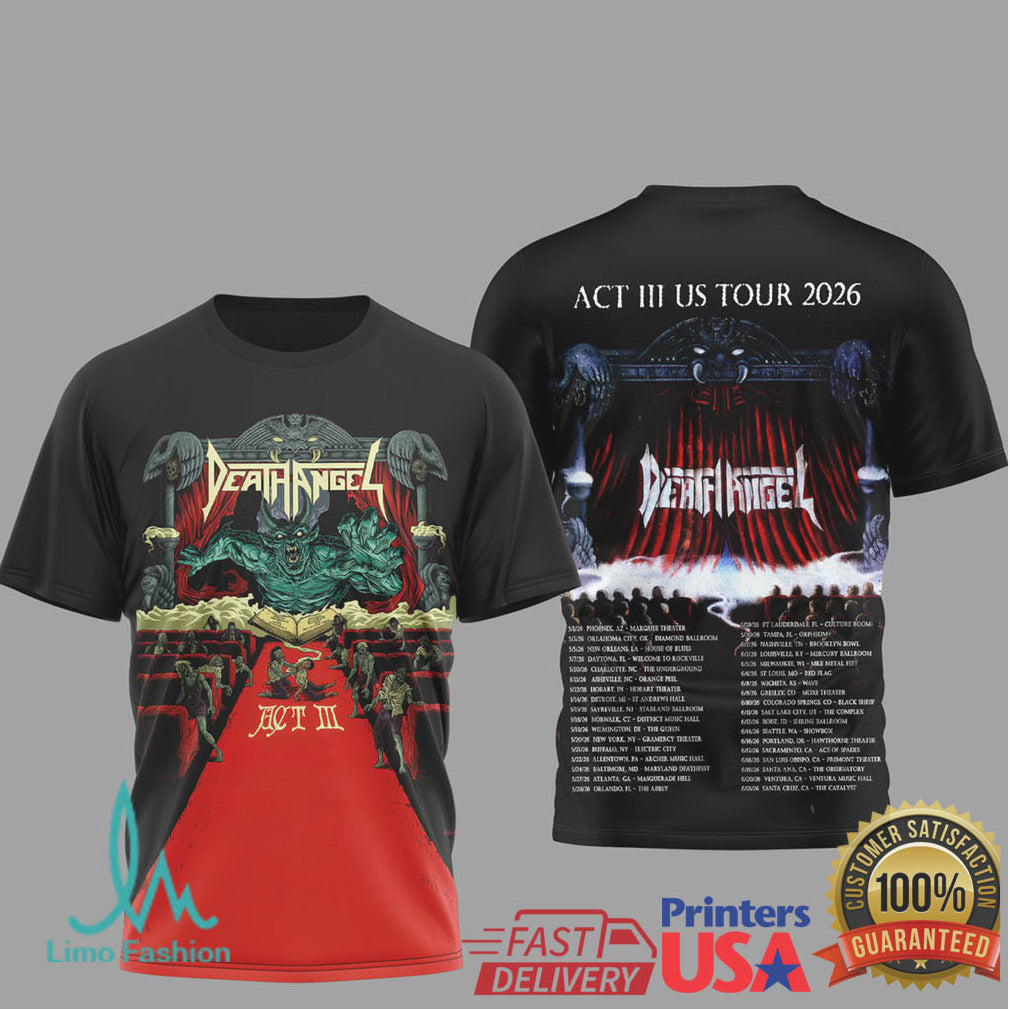 Death Angel Act III US Tour 2026 Thrash Metal Band T Shirt - Limotees LLC