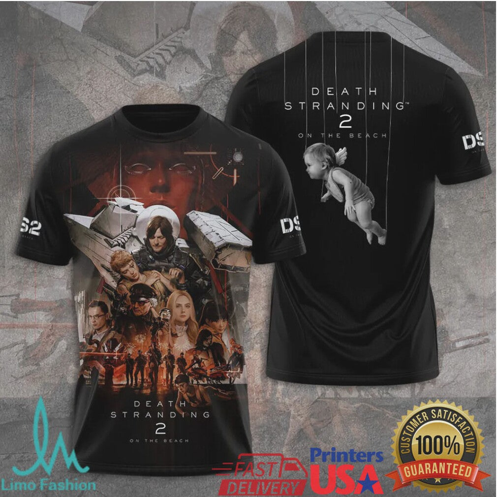 Death Stranding 2 On The Beach DS2 Character Cast Poster Vintage Style Fans T Shirt - Limotees LLC
