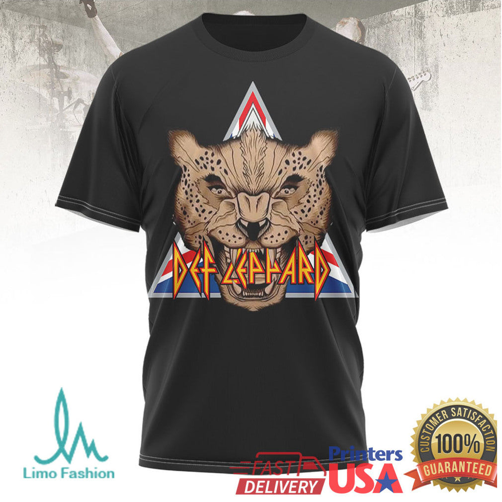 Def Leppard Greatest Hits Leopard Logo Double Sided Graphic T Shirt - Limotees LLC