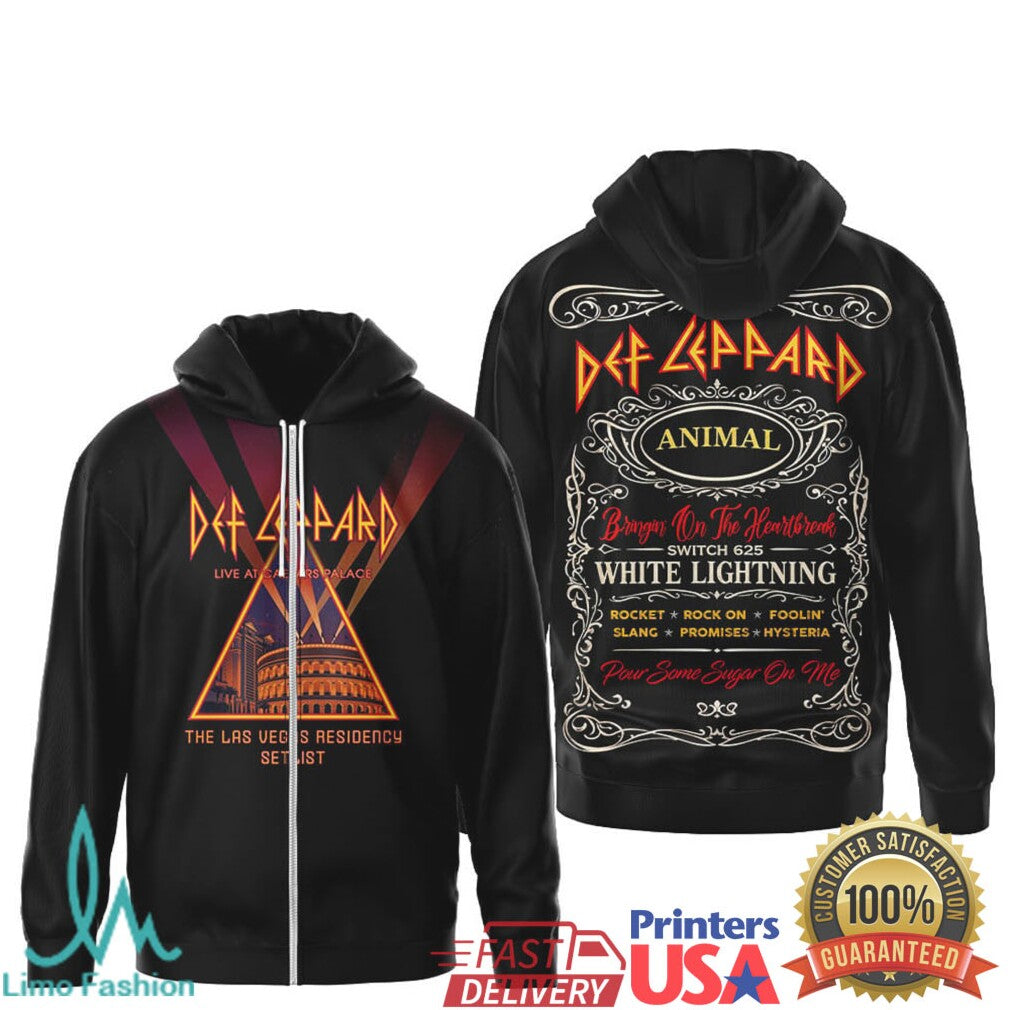 Def Leppard Las Vegas Residency Setlist Animal White Lightning Concert Apparel - Limotees LLC
