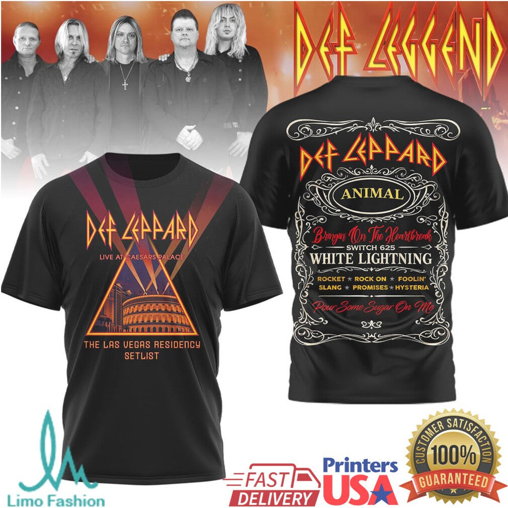 Def Leppard Las Vegas Residency Setlist Animal White Lightning Concert Apparel - Limotees LLC