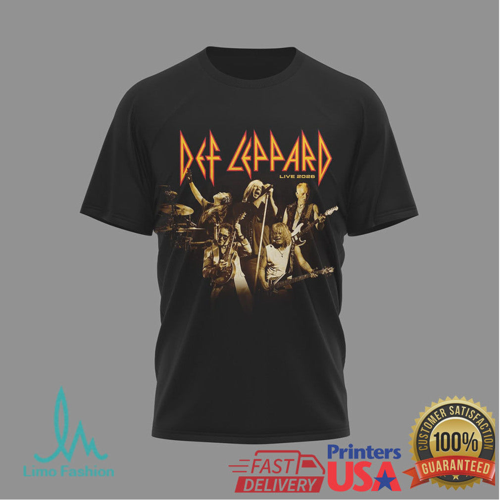 Def Leppard Live 2026 World Tour T Shirt Leopard Graphic Concert Merch - Limotees LLC
