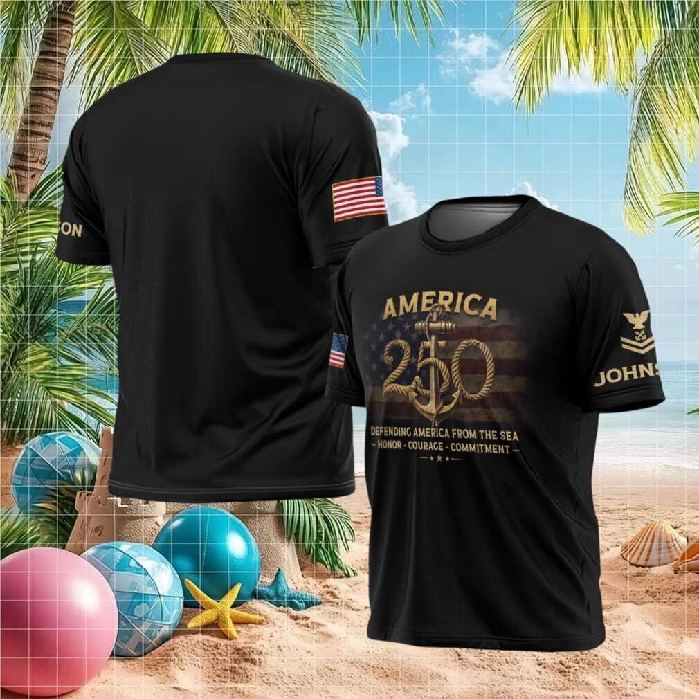 Defending America From The Sea Honor Courage Commitment Navy T Shirt - Limotees LLC