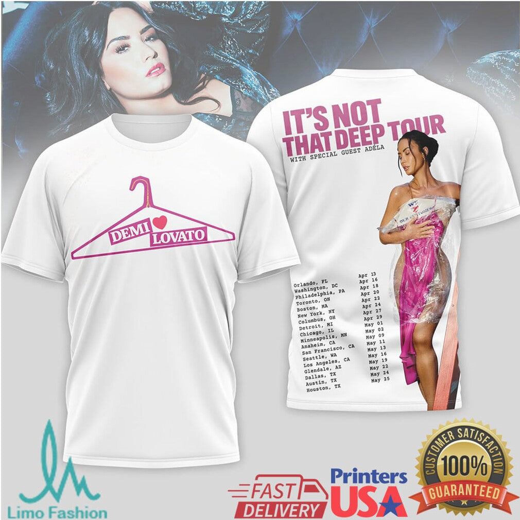 Demi Lovato It's Not That Deep Tour 2024 White Graphic T Shirt - Limotees LLC