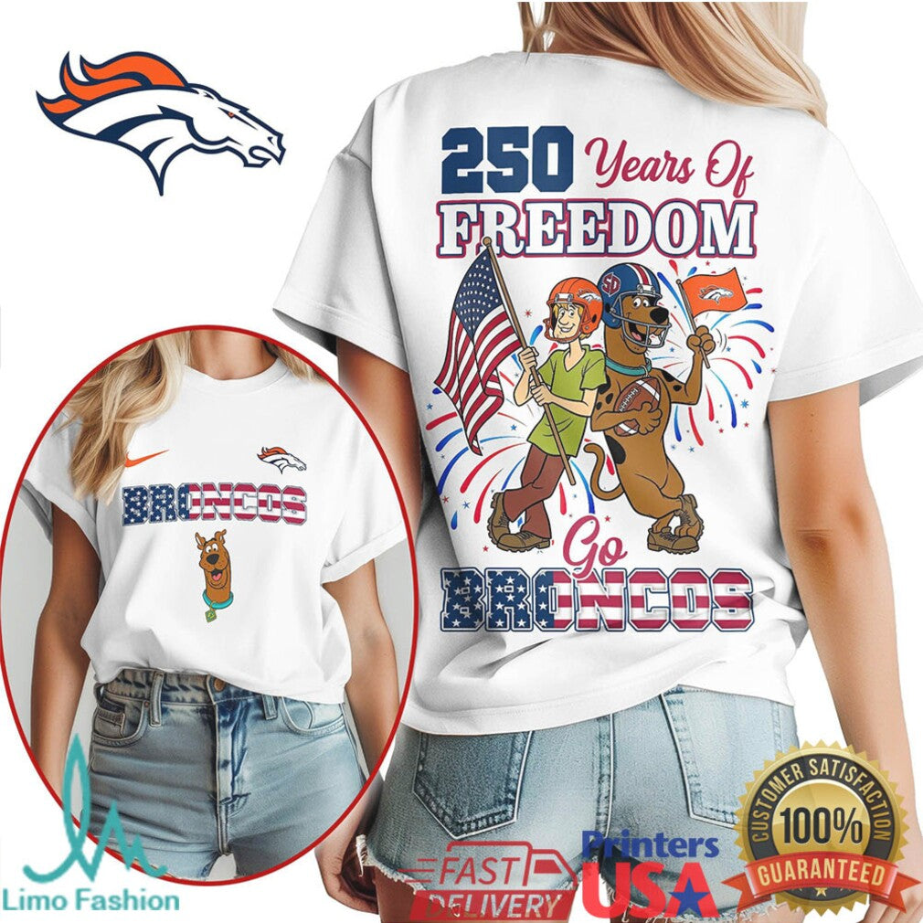 Denver Broncos 250 Years of Freedom T Shirt Patriotic Character Fan T Shirt Go Broncos Gear