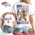 Denver Broncos 250 Years of Freedom T Shirt Patriotic Character Fan T Shirt Go Broncos Gear