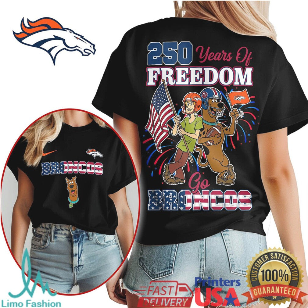 Denver Broncos 250 Years of Freedom T Shirt Patriotic Character Fan T Shirt Go Broncos Gear