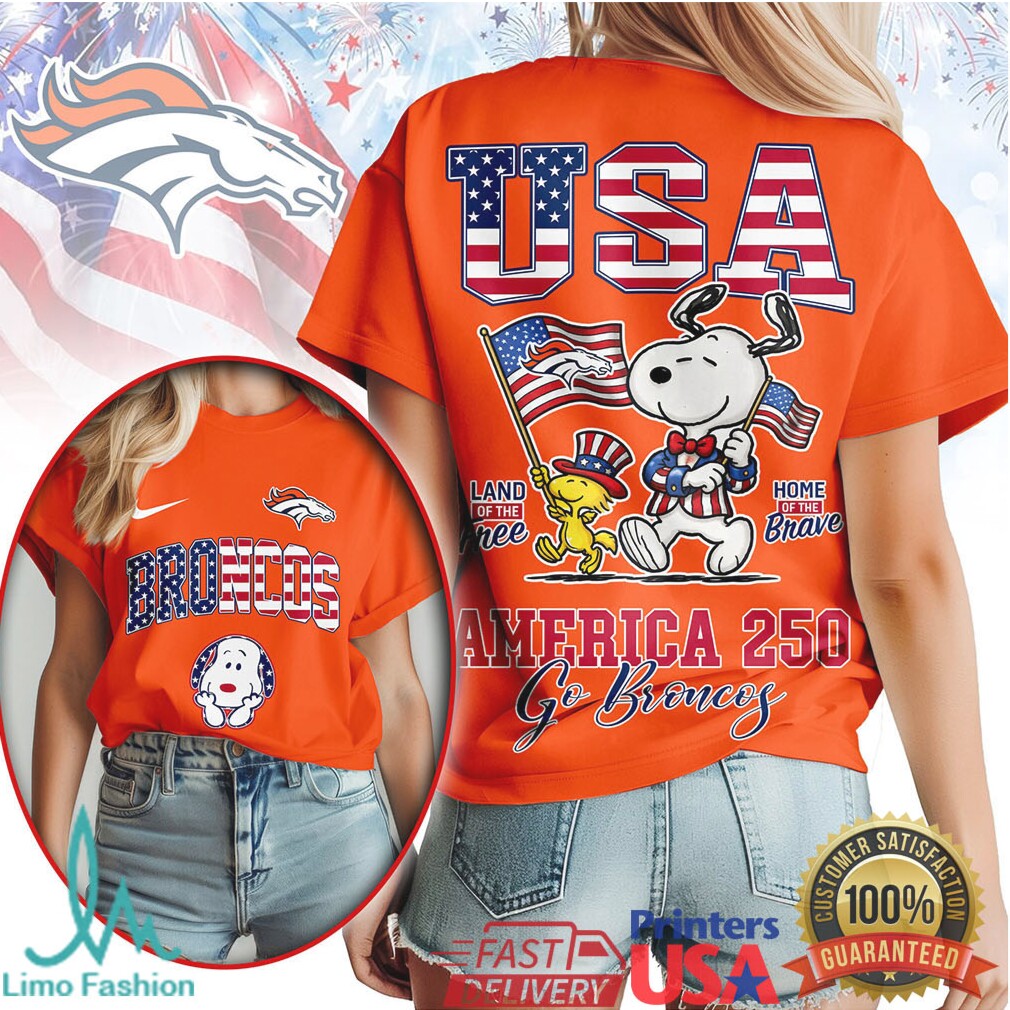 Denver Broncos America 250 Snoopy Home Of The Brave T Shirt - Limotees LLC