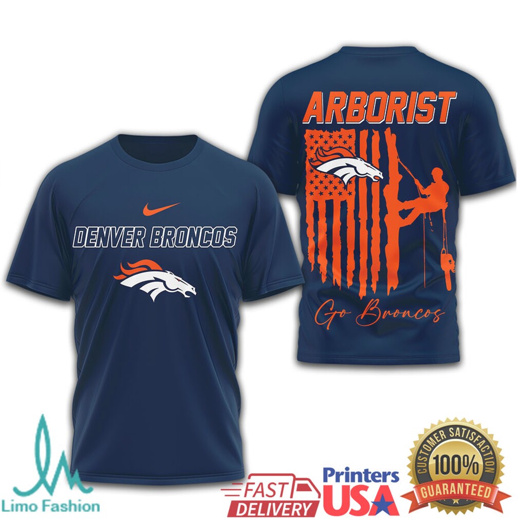 Denver Broncos Arborist Tree Service Orange & Blue Logger Fan Tee - Limotees LLC