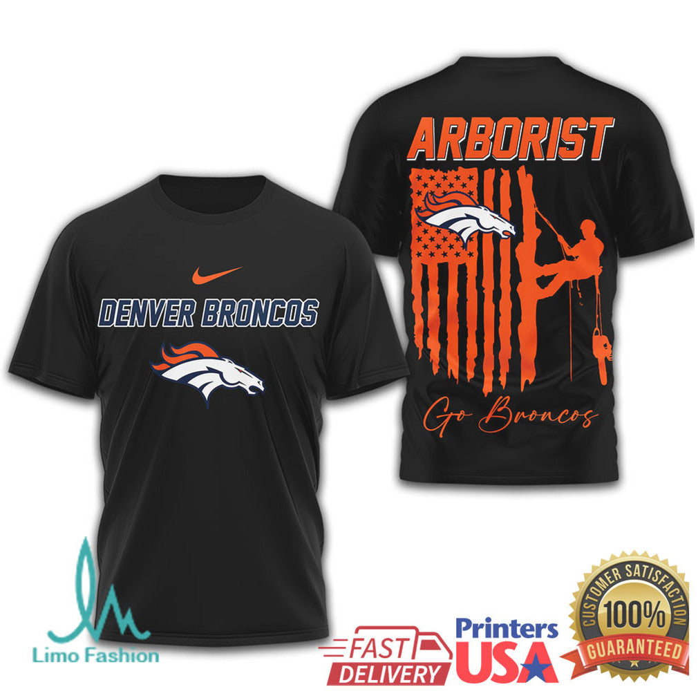 Denver Broncos Arborist Tree Service Orange & Blue Logger Fan Tee - Limotees LLC