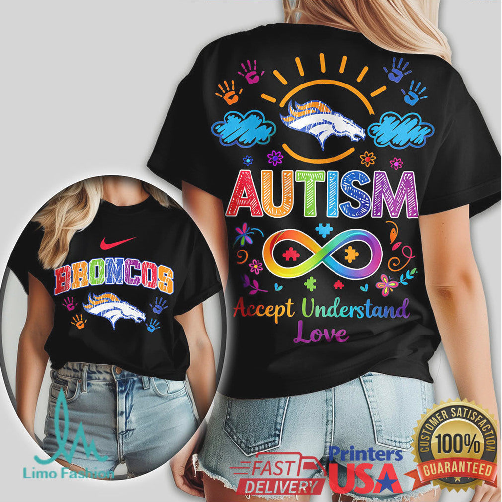 Denver Broncos Autism Awareness Infinity Symbol Football Fan T Shirt - Limotees LLC