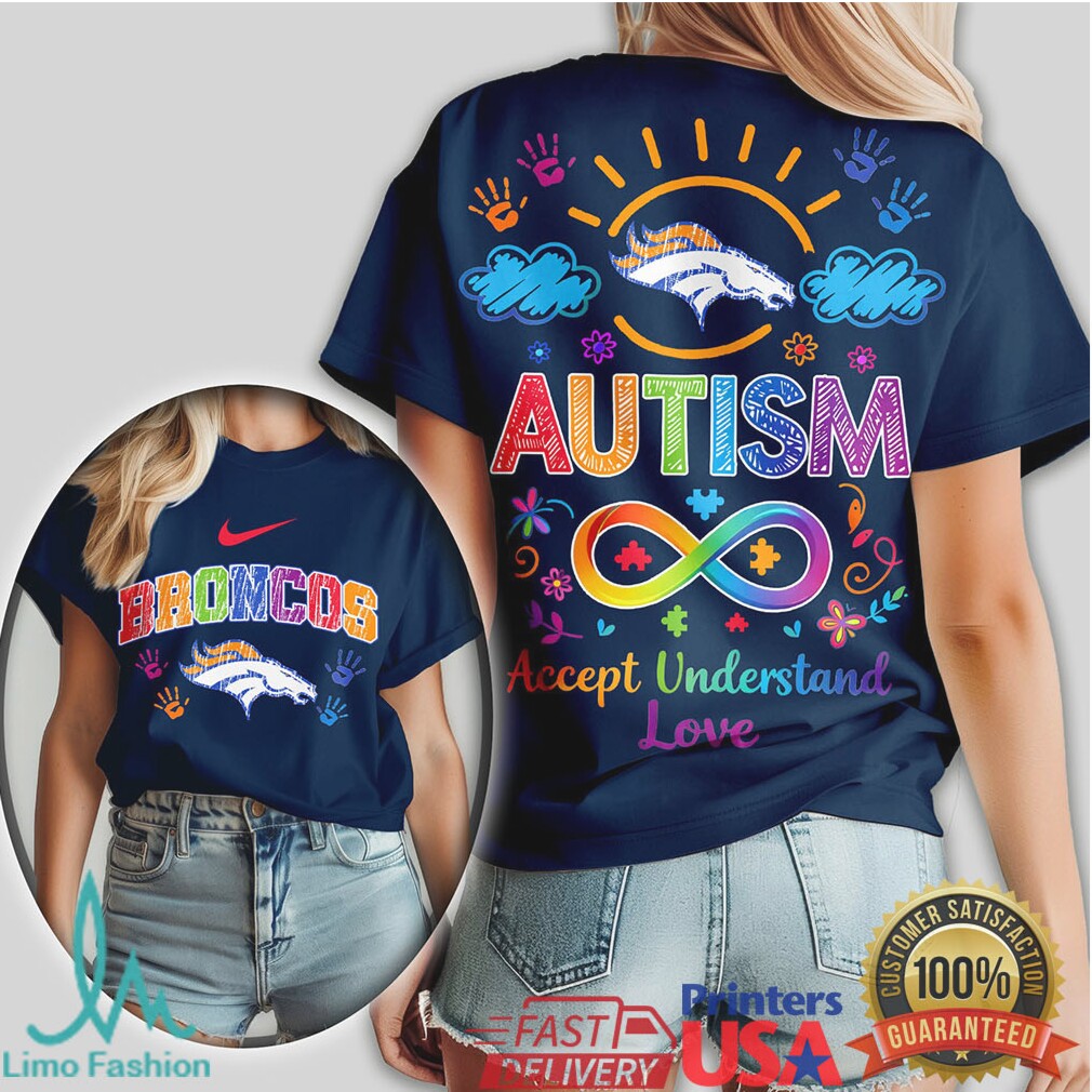 Denver Broncos Autism Awareness Infinity Symbol Football Fan T Shirt - Limotees LLC