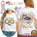 Denver Broncos Autism Awareness T Shirt Rainbow Infinity & Team Spirit Shirt - Limotees LLC