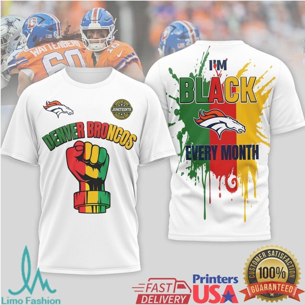 Denver Broncos Black History Month Juneteenth Fist T Shirt - Limotees LLC