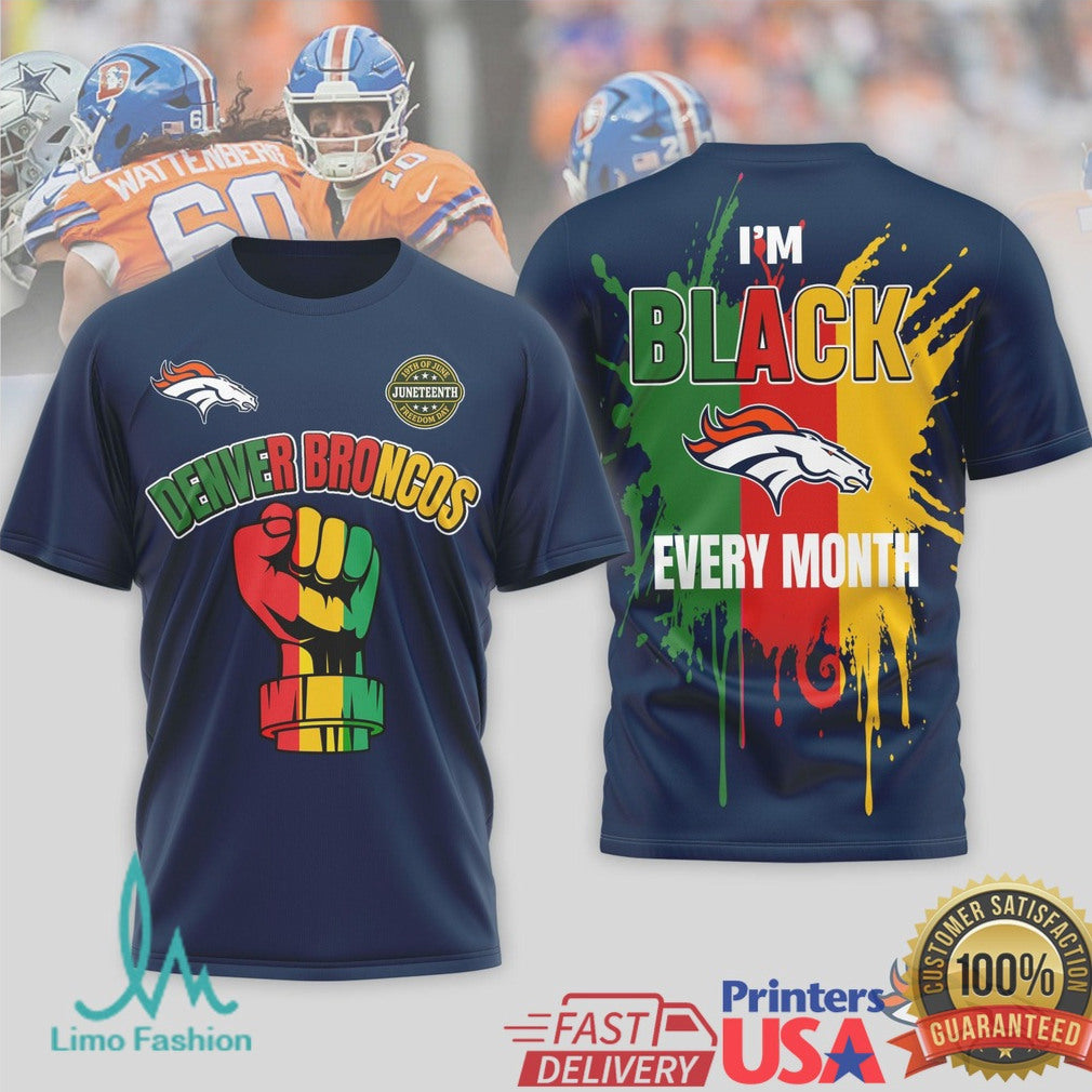 Denver Broncos Black History Month Juneteenth Fist T Shirt - Limotees LLC