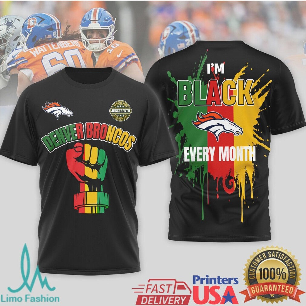 Denver Broncos Black History Month Juneteenth Fist T Shirt - Limotees LLC