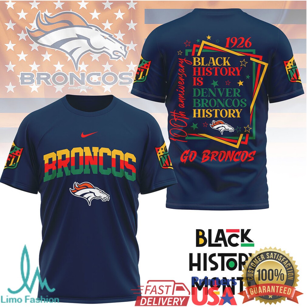 Denver Broncos Black History Month T Shirt100th Anniversary Edition - Limotees LLC