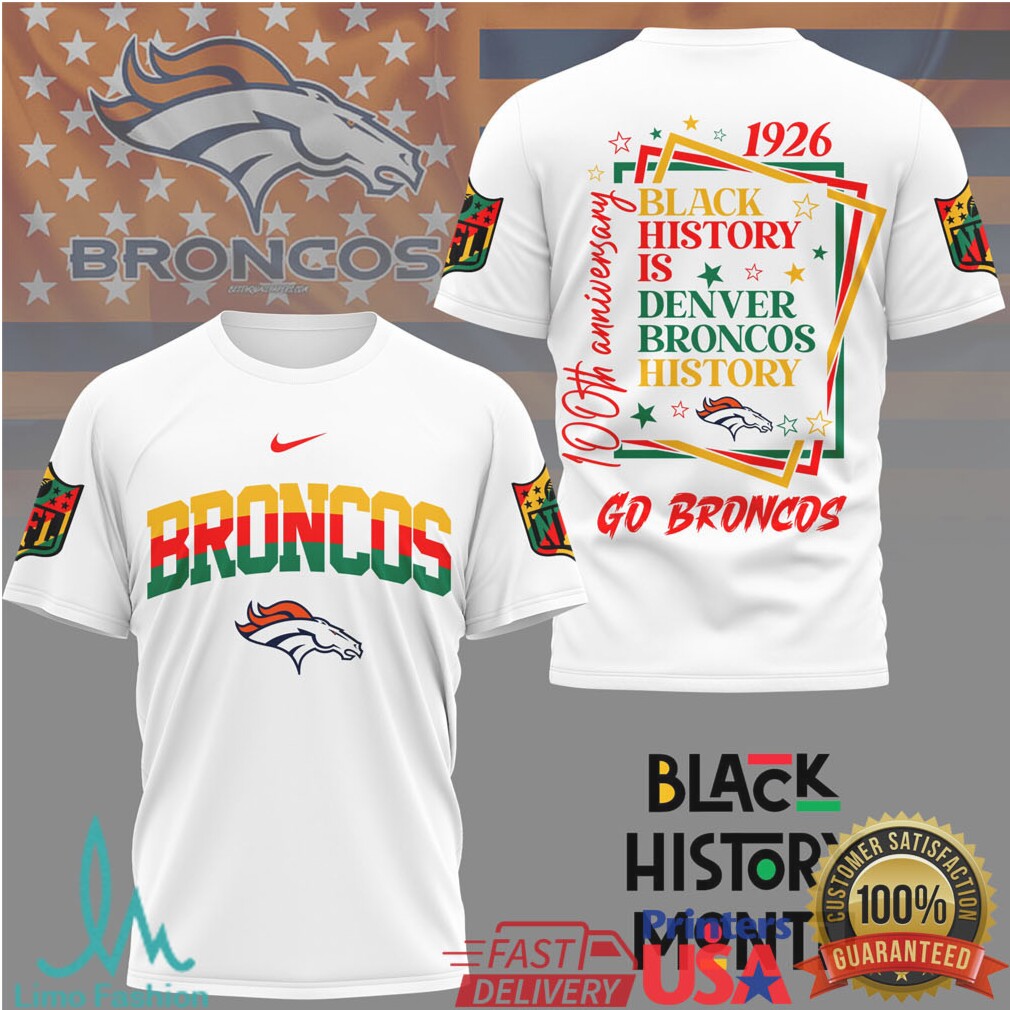 Denver Broncos Black History Month T Shirt100th Anniversary Edition - Limotees LLC