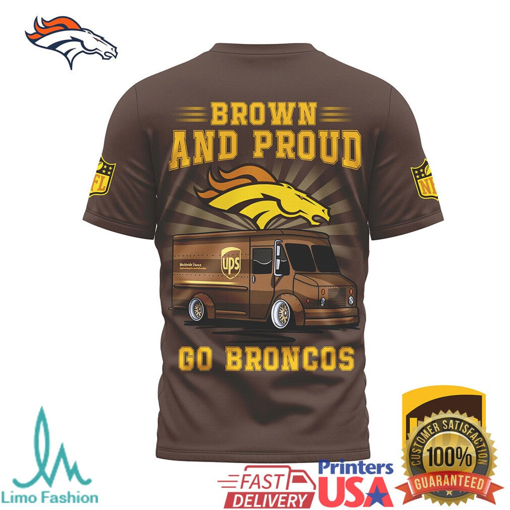 Denver Broncos Brown and Proud UPS Delivery Truck Graphic Tee - Limotees LLC