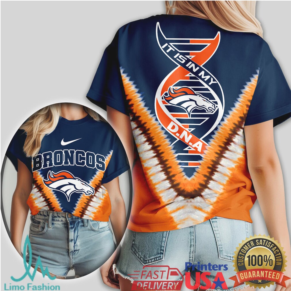 Denver Broncos DNA Team Logo Navy & Orange Fan T Shirt - Limotees LLC