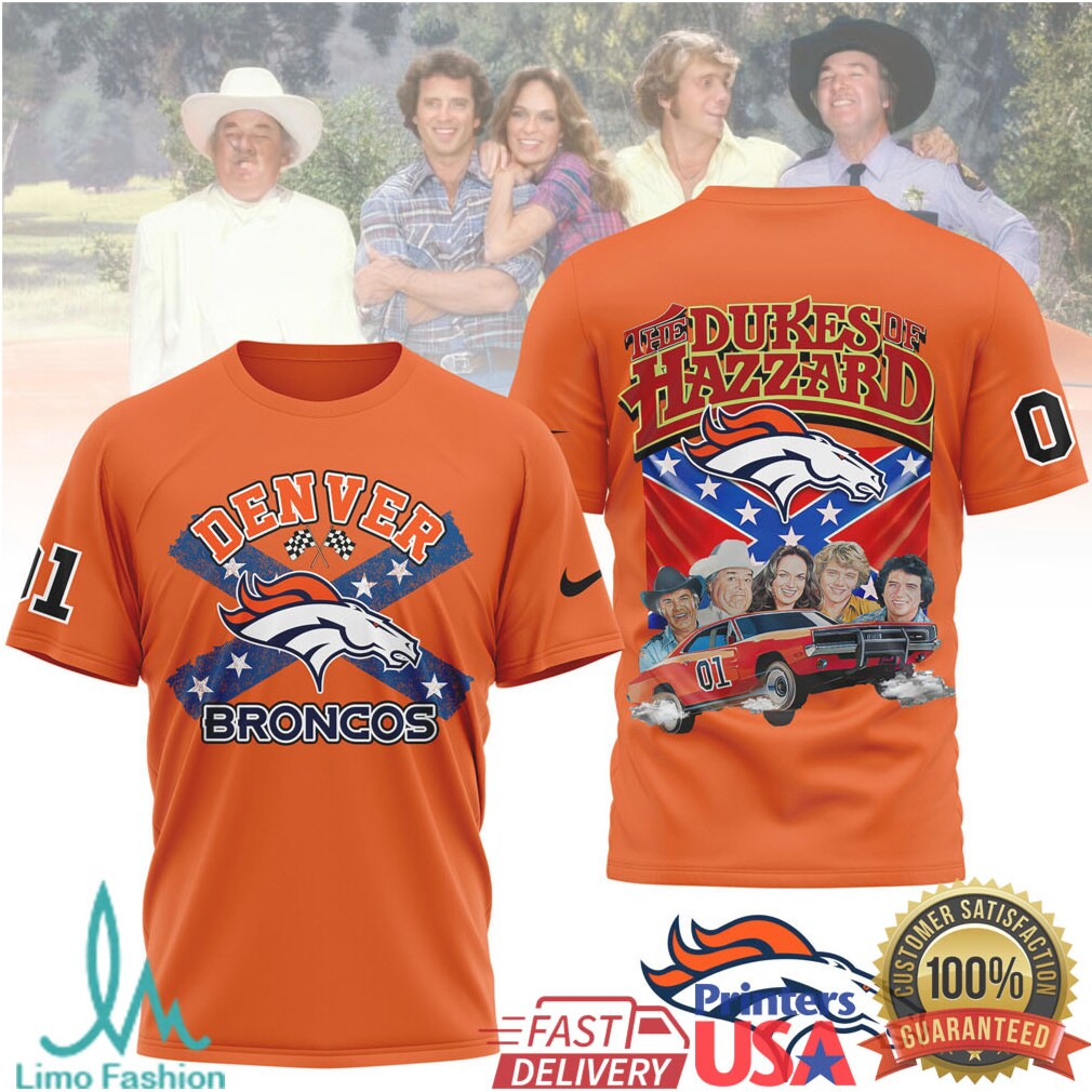 Denver Broncos Dukes of Hazzard General Lee Mashup T Shirt - Limotees LLC