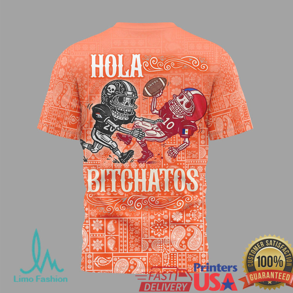Denver Broncos Feliz Cinco De Mayo T Shirt Orange Bandana Bitchatos Skeleton T Shirt - Limotees LLC