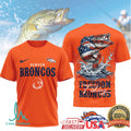 Denver Broncos Freedom Fishing Bass Splatter Graphic T Shirt - Limotees LLC