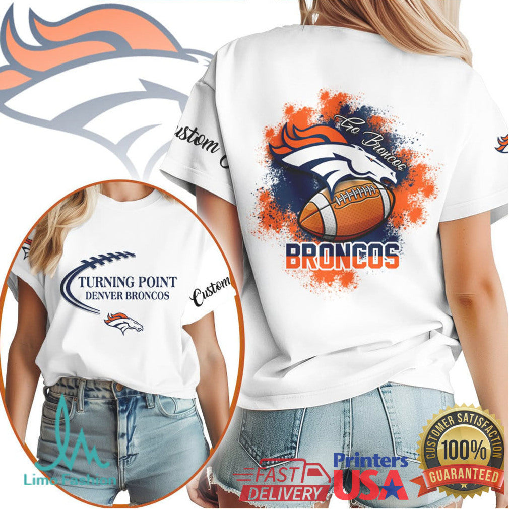 Denver Broncos Go Broncos NFL Turning Point Splash Graphic Tee - Limotees LLC