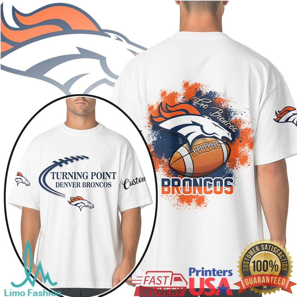 Denver Broncos Go Broncos NFL Turning Point Splash Graphic Tee - Limotees LLC