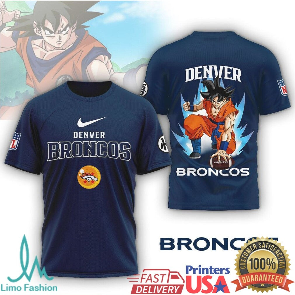 Denver Broncos Goku Super Saiyan Anime Football T Shirt - Limotees LLC