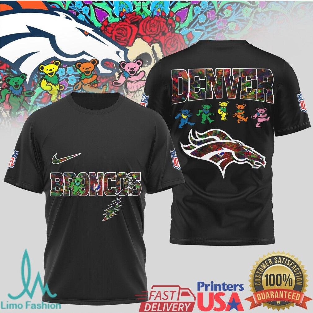 Denver Broncos Grateful Dead Dancing Bears Football T Shirt - Limotees LLC