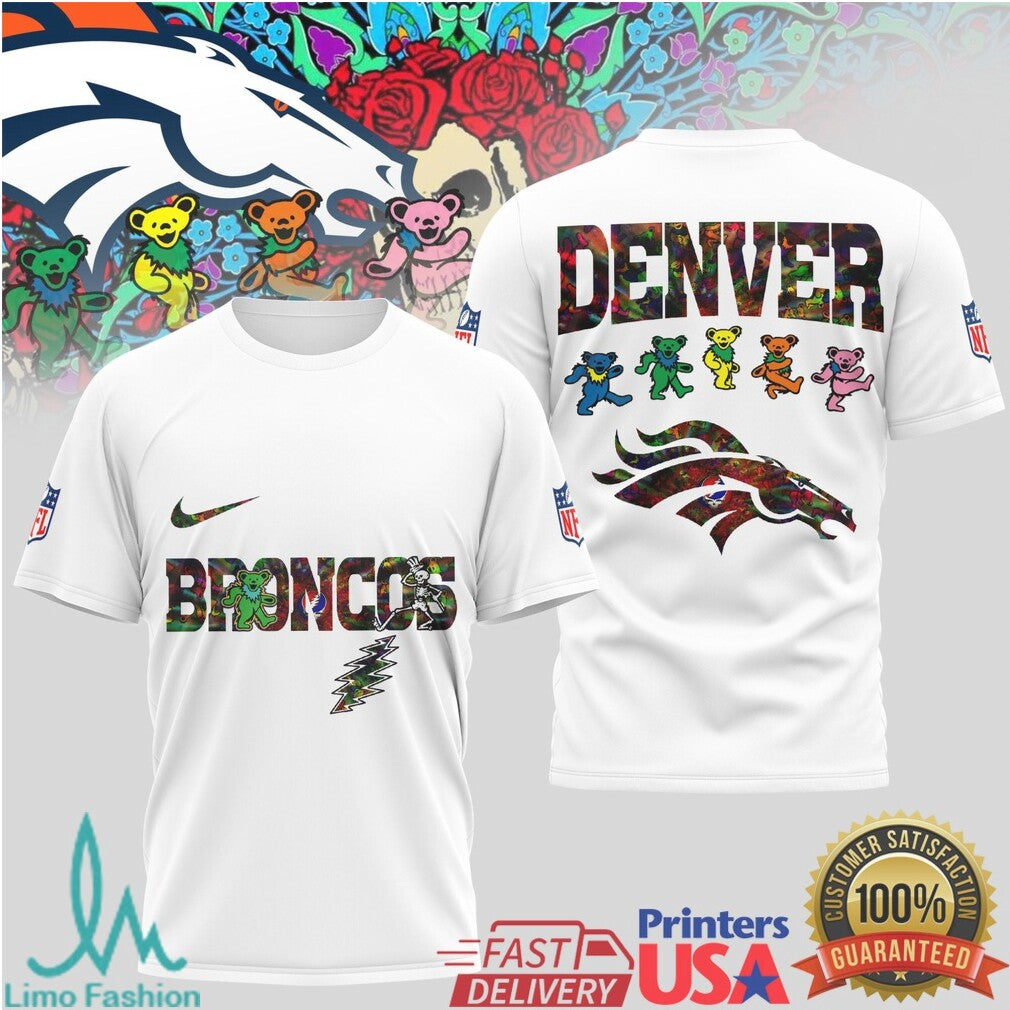 Denver Broncos Grateful Dead Dancing Bears Football T Shirt - Limotees LLC