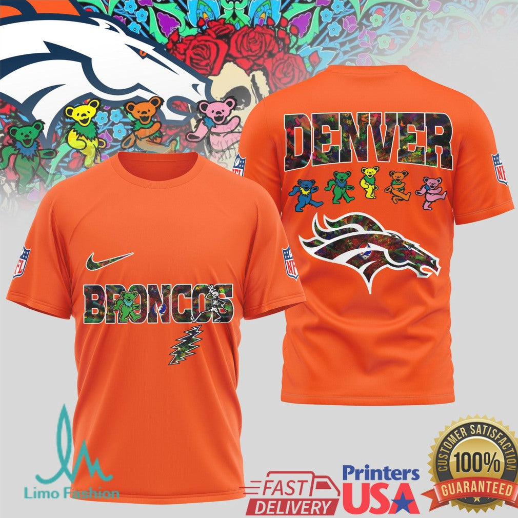 Denver Broncos Grateful Dead Dancing Bears Football T Shirt - Limotees LLC