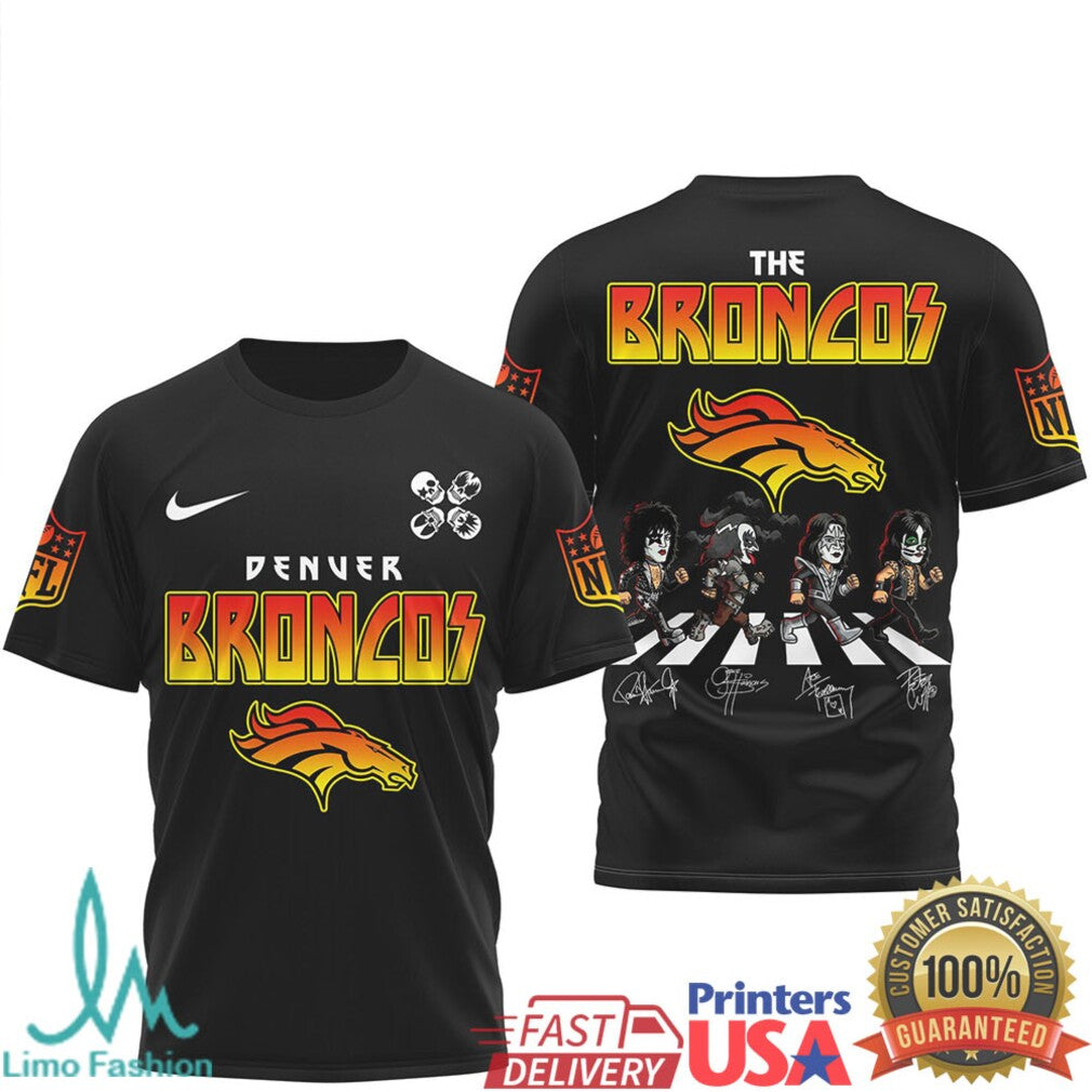Denver Broncos Heavy Metal Style T Shirt Mile High Football Fan Graphic T Shirt - Limotees LLC