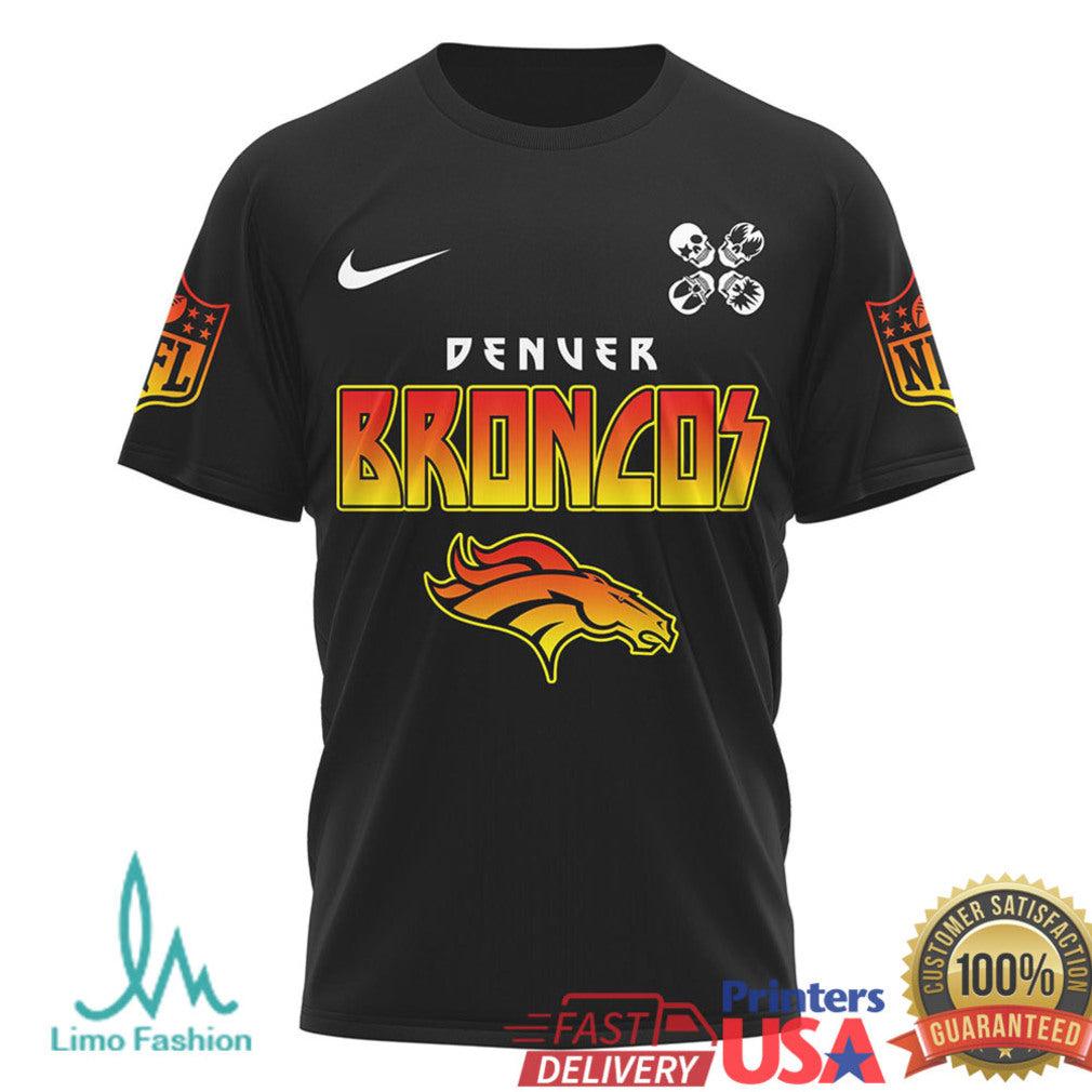 Denver Broncos Heavy Metal Style T Shirt Mile High Football Fan Graphic T Shirt - Limotees LLC