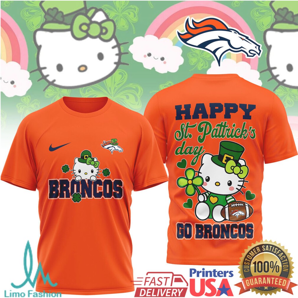 Denver Broncos Hello Kitty St. Patrick's Day Lucky Football Tee - Limotees LLC
