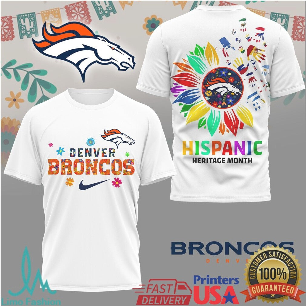 Denver Broncos Hispanic Heritage Month Vibrant Team Apparel T Shirt - Limotees LLC